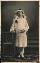 Holy Communion portrait with rosary and book young girl Religious Postcard Postcard Postcard