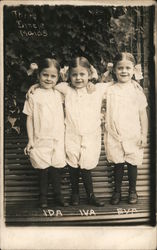 Girls, Triplets - Ida, Iva, Eva Children Postcard Postcard Postcard