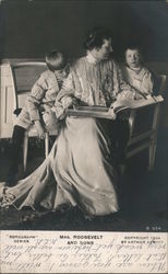 Mrs. Roosevelet and sons. Reading to her boys Theodore Roosevelt Postcard Postcard Postcard