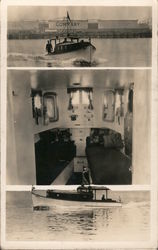 Multi views of boat on water and cabin "676 A" Postcard