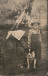 Boy and Dog Children Postcard Postcard Postcard