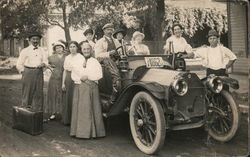 Group photo around touring car Cars Postcard Postcard Postcard