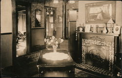 Interior of drawing room - fancy fireplace Postcard