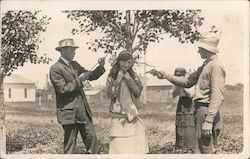 Children pretending to hang a young girl Postcard Postcard Postcard