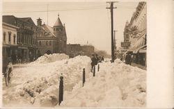 1926 Main street view of road and street shoveled snow paths Events Postcard Postcard Postcard