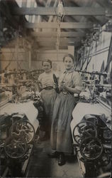 Textile Factory: Two women weavers Postcard