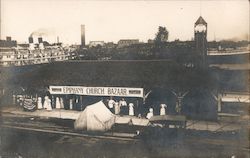 Epiphany Church Bazaar near water way with cruise ships Events Postcard Postcard Postcard