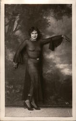 Studio photo of woman in see thru black dress Postcard