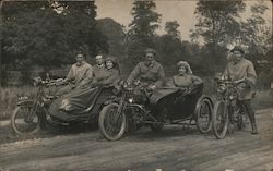 Men and Women in Motorcycles, Sidecars "Zenith" Postcard Postcard Postcard