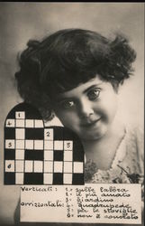 Crossword Puzzle with little girl Children Postcard Postcard Postcard