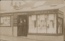 Ladies Work Depot. Two ladies in doorway England Postcard Postcard Postcard