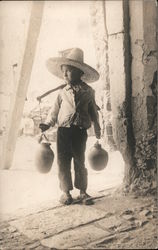 Mexican boy with water jugs Mexico Postcard Postcard Postcard