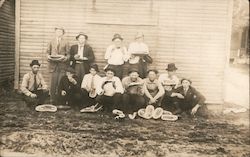 Group of men eating watermelon Postcard Postcard Postcard