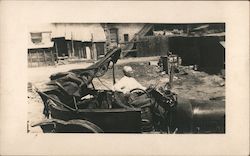 Man in open car with top half down Cars Postcard Postcard Postcard