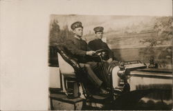 Studio photo of two men in uniform in Car - Presidio San Francisco, CA People in Uniform Postcard Postcard Postcard