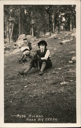 Ruth Roland near Big Creek - playing with dog California Postcard Postcard Postcard