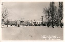 West Line Street - January 1933 Bishop, CA Postcard Postcard Postcard