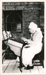 Aunt Nellie playing her Dulcimer. Ghost Town. Knotts Berry Farm Postcard