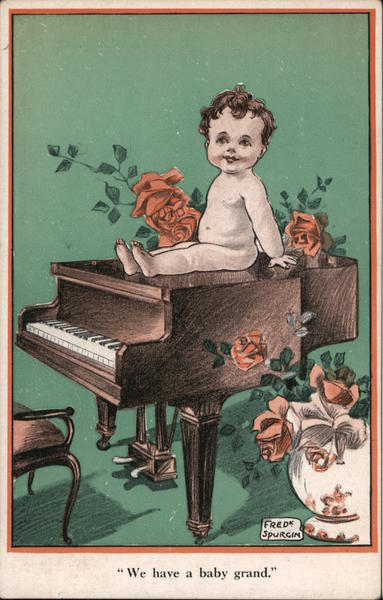 We Have A Baby Grand. Artist Signed Fred Spurgin Postcard