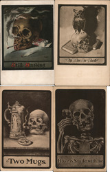 Lot of 4: Skulls, Comic Postcard