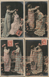 Set of 4: Women, Lecole Des Graces Postcard