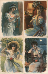 Set of 4: Women Artist Signed Jan Marco Postcard Postcard Postcard