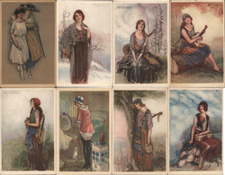 Lot of 8: Mauzan Ladies Postcard