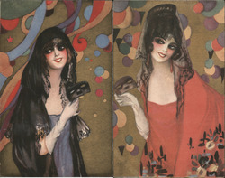 Set of 2: Italian Art Deco Women Artist Signed Postcard Postcard Postcard