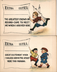 Set of 2: "Extra Extra" Children Postcard