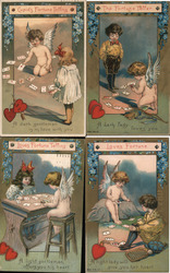 Set of 4: Cupid's Fortune Telling Postcard