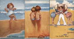 Lot of 3: Celesque Series Children on Beach Postcard Postcard Postcard