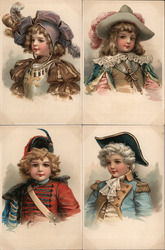 Set of 4: Fancy Children (German) Postcard Postcard Postcard