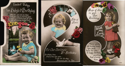 Set of 3: Girl's Birthday Years 1-3 Postcard