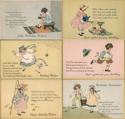 Set of 6: Nursery Rhyme Birthday Greetings Nursery Rhymes Postcard Postcard Postcard