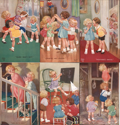 Set of 6: Happy Childhood Series 3037 Tuck's Oilette Series Postcard Postcard Postcard