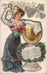 Klink Klink rhyme - to the Happy New Years Chime - You glass of Golden Wine Postcard