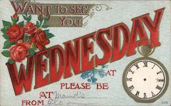 Want to See you Wednesday Postcard