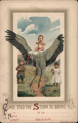 Cupid told the Stork To bring ... (baby announcement) Postcard