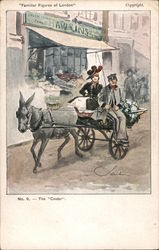 No. 9. - The "Coaster". - Man and Woman Ride Wagon Pulled By Donkey Postcard