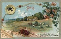 June - Sentiments of the Month Astrology & Zodiac Postcard Postcard Postcard