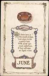 June: For those born in this month of June, Love plays ot Life with a merry tune Postcard Postcard Postcard