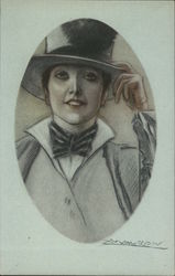 Woman with Top hat Postcard