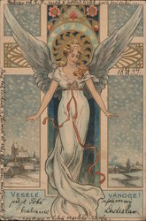 Art Nouveau Angel Angels Postcard Postcard Postcard