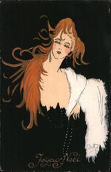 Joyeux Noel - Woman with Fancy hair and Furs Postcard