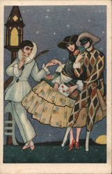 People in Costume, Masks Postcard