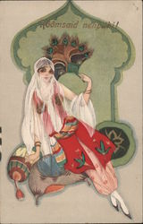 Woman with Veil - Belly Dancer? Postcard