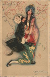 Man and Woman Artist Signed Chiostri Postcard Postcard Postcard