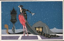 Art Deco Woman Artist Signed Alberto Coppa Postcard Postcard Postcard