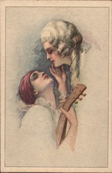 Two Women, Guitar, Lesbian Interest Postcard