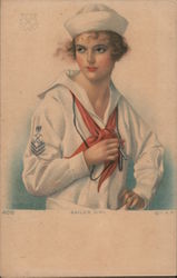 Sailor Girl Artist Signed Gene Pressler Postcard Postcard Postcard